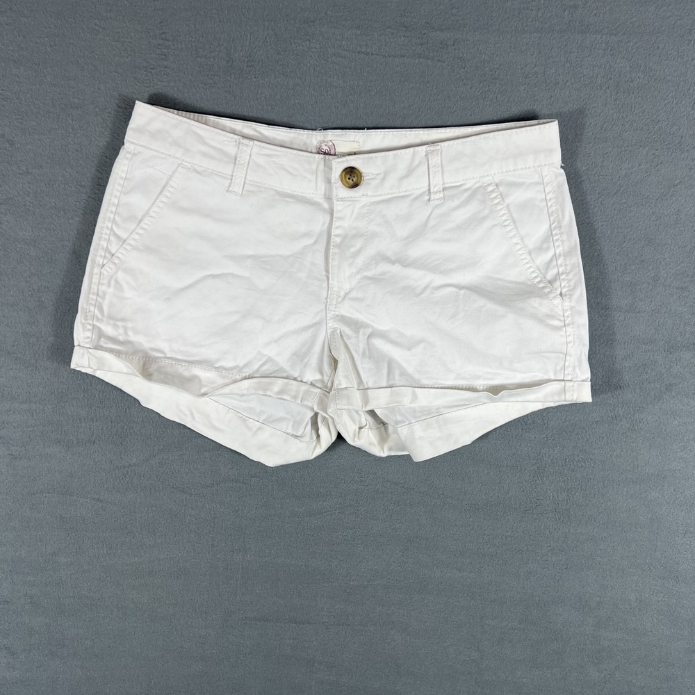 SO Women's‎ Size 9 White Chino Cuffed Shorts Stretch Cotton Blend Casual Summer